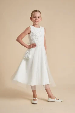 Kommunionkleid mit Tüll und Boho-Spitze<Weise Sale