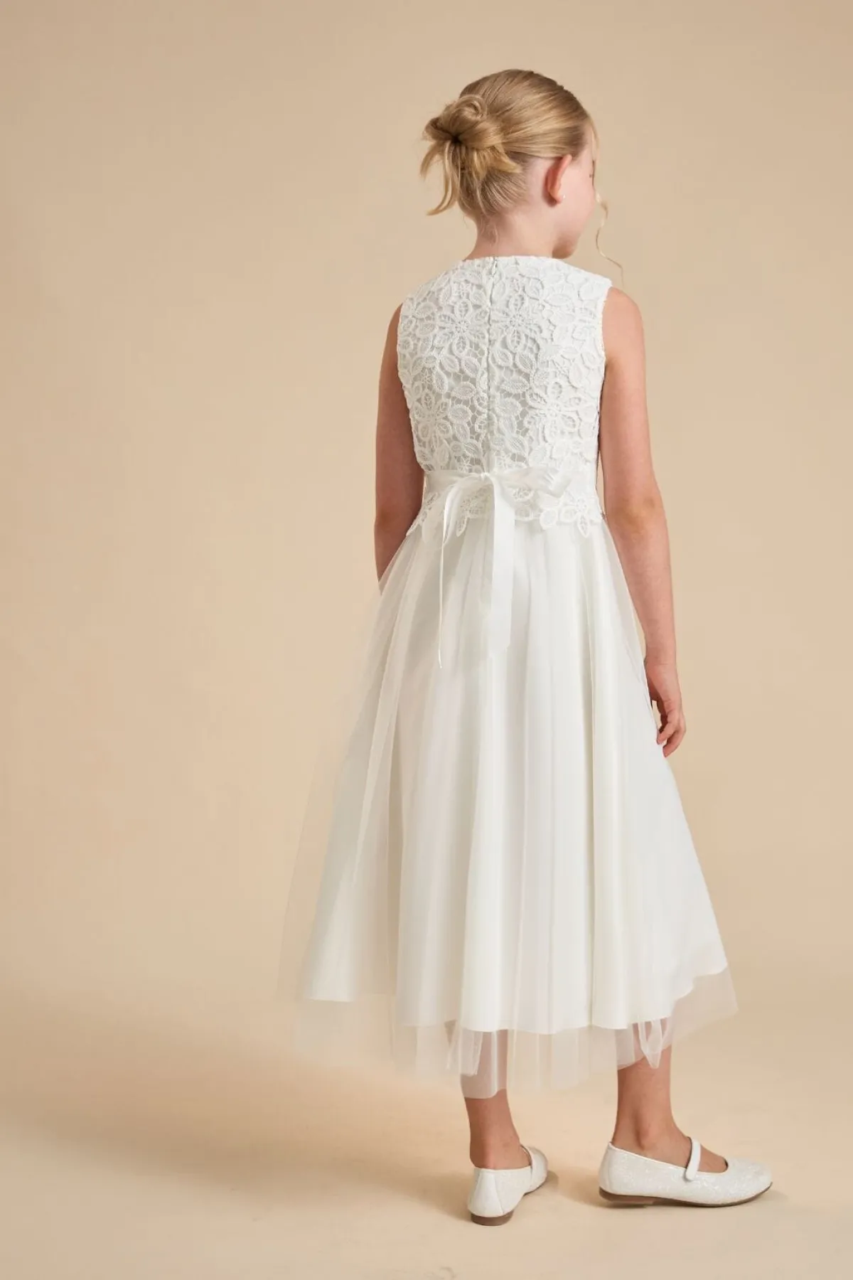 Kommunionkleid mit Tüll und Boho-Spitze<Weise Sale
