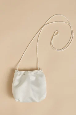 Kommuniontasche aus Satin mit Blümchenborte<Weise Best