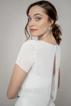 Kurzarm-Braut Top aus Chiffon – Lani<noni Best