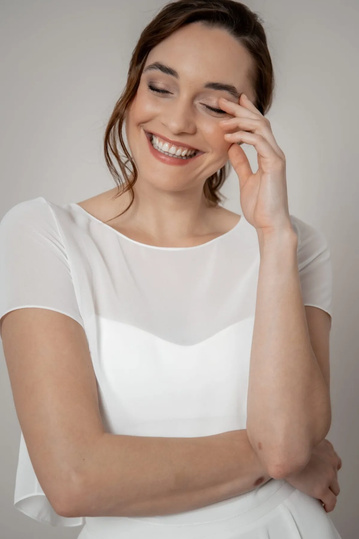 Kurzarm-Braut Top aus Chiffon – Lani<noni Best