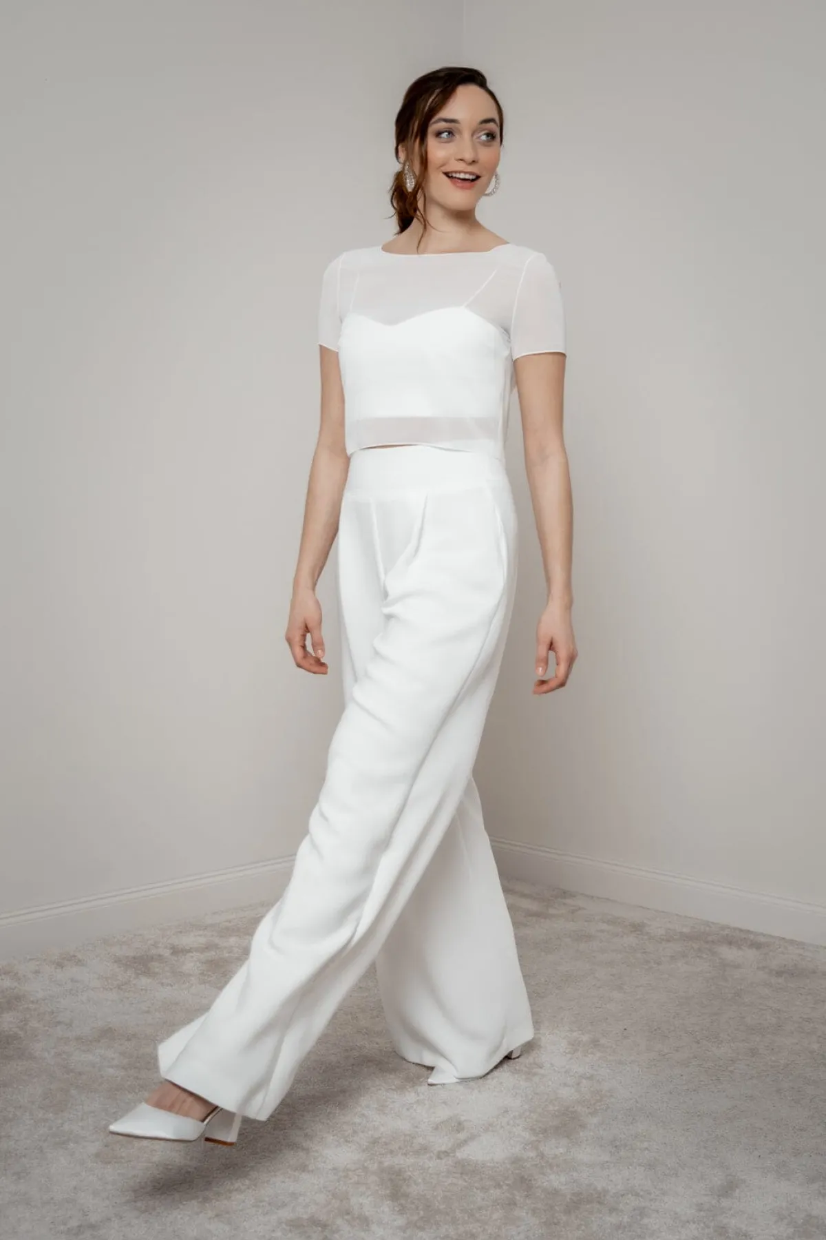 Kurzarm-Braut Top aus Chiffon – Lani<noni Best