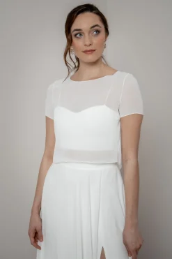 Kurzarm-Braut Top aus Chiffon – Lani<noni Best