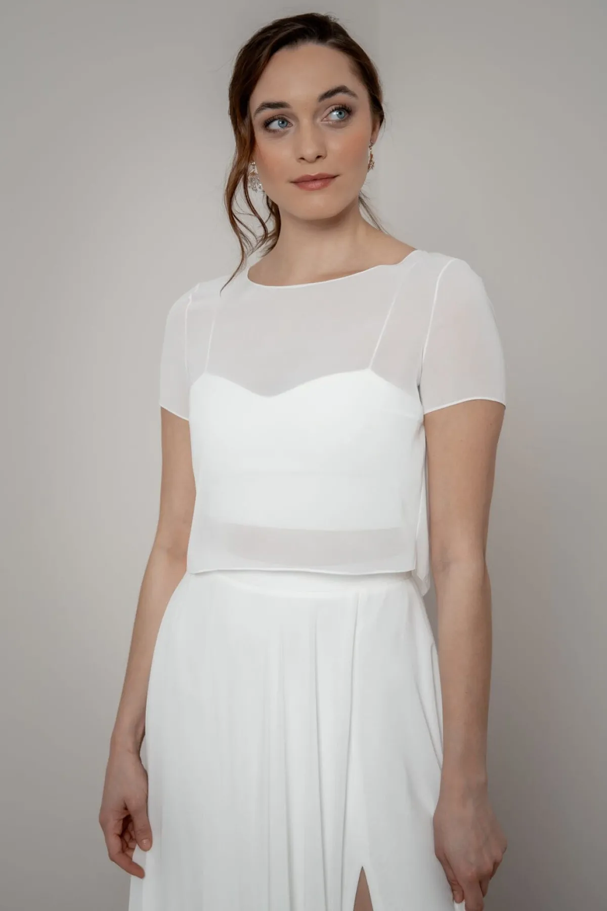 Kurzarm-Braut Top aus Chiffon – Lani<noni Best