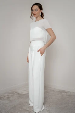 Kurzarm-Braut Top aus Chiffon – Lani<noni Best