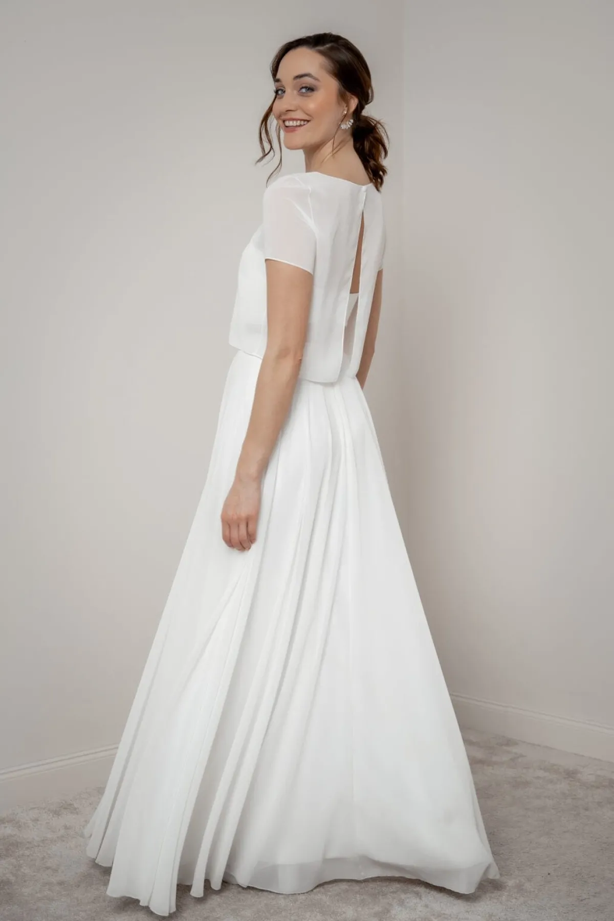 Kurzarm-Braut Top aus Chiffon – Lani<noni Best