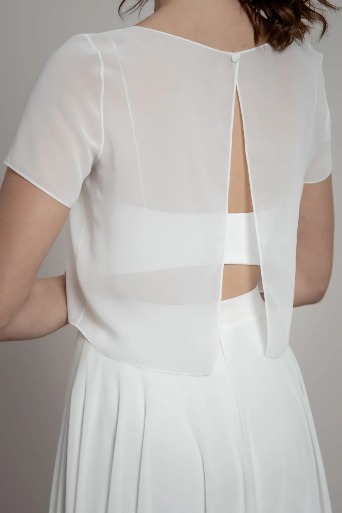 Kurzarm-Braut Top aus Chiffon – Lani<noni Best