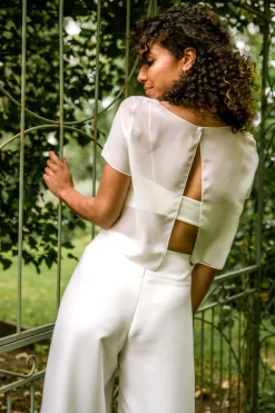Kurzarm-Braut Top aus Chiffon – Lani<noni Best