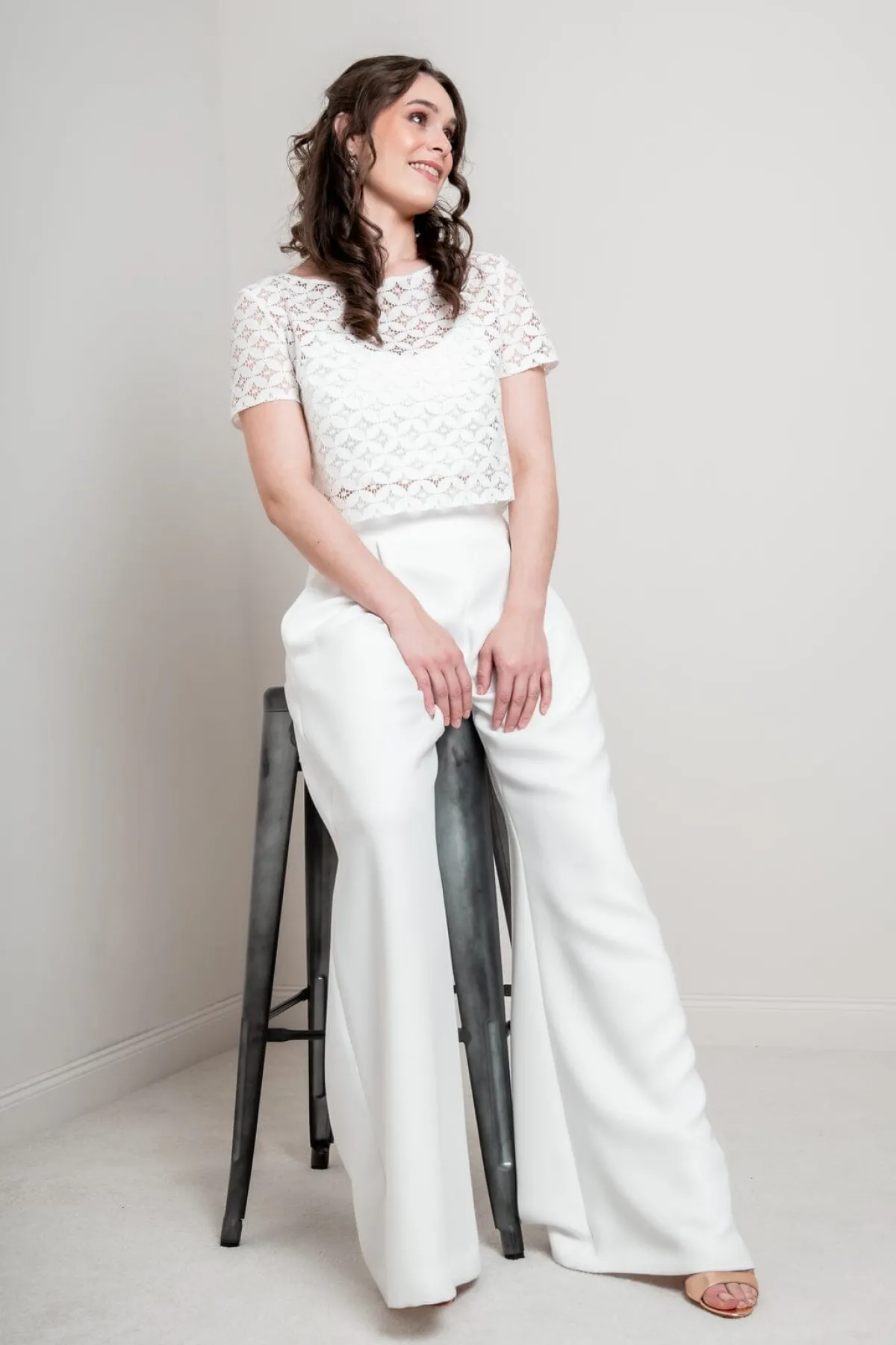 Kurzarm-Braut Top aus geometrischer Spitze – Morlin<noni Discount