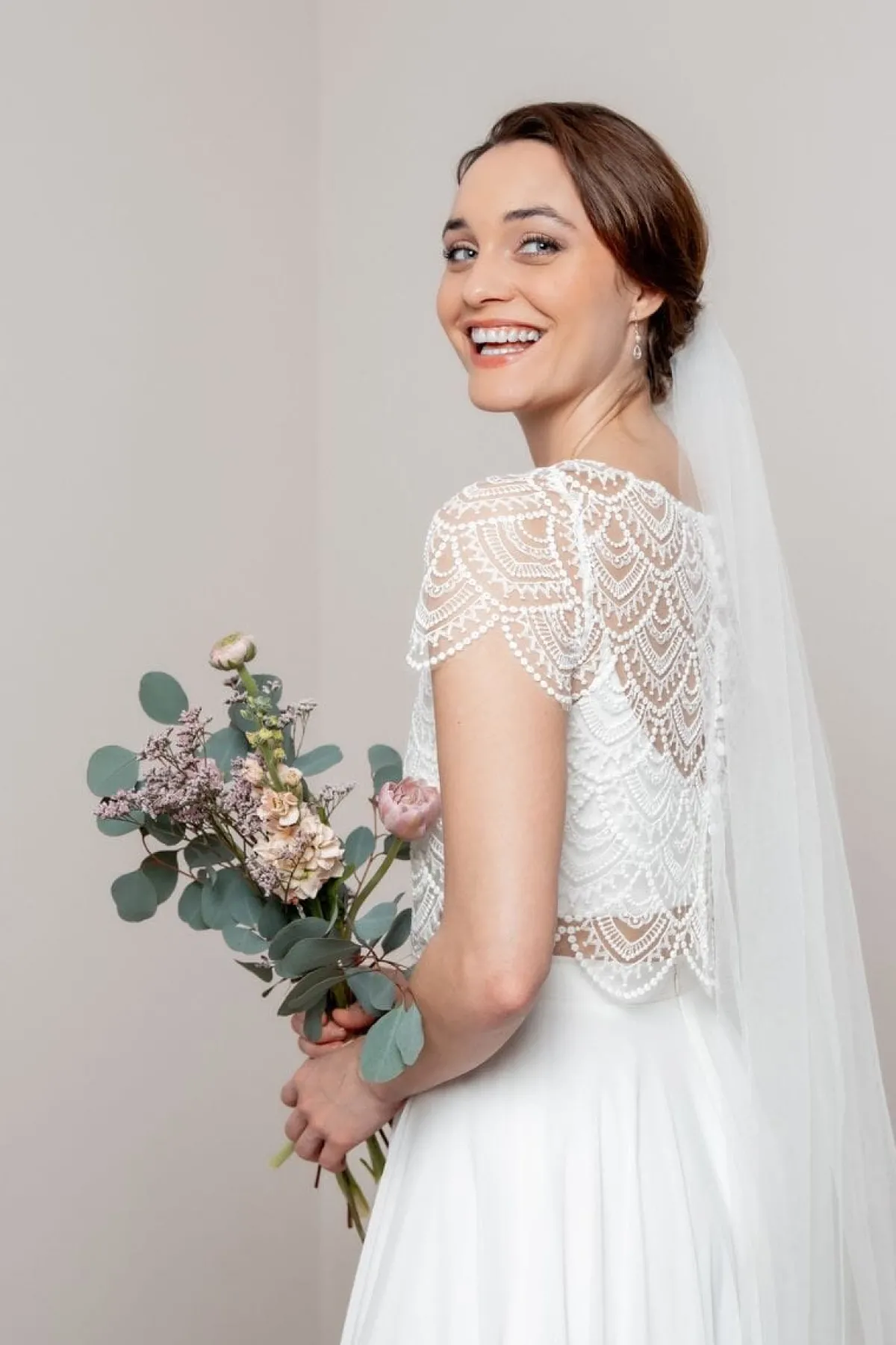 Kurzarm-Braut Top aus Vintage-Spitze – Niah<noni Outlet