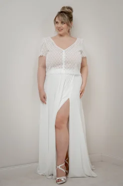 Kurzarm-Braut Top – Fanie Curvy<noni Sale