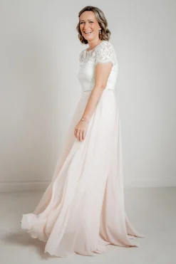 Kurzarm-Braut Top mit Blättermuster – Elva<noni Discount