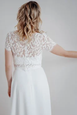 Kurzarm-Braut Top mit Blättermuster – Elva<noni Discount