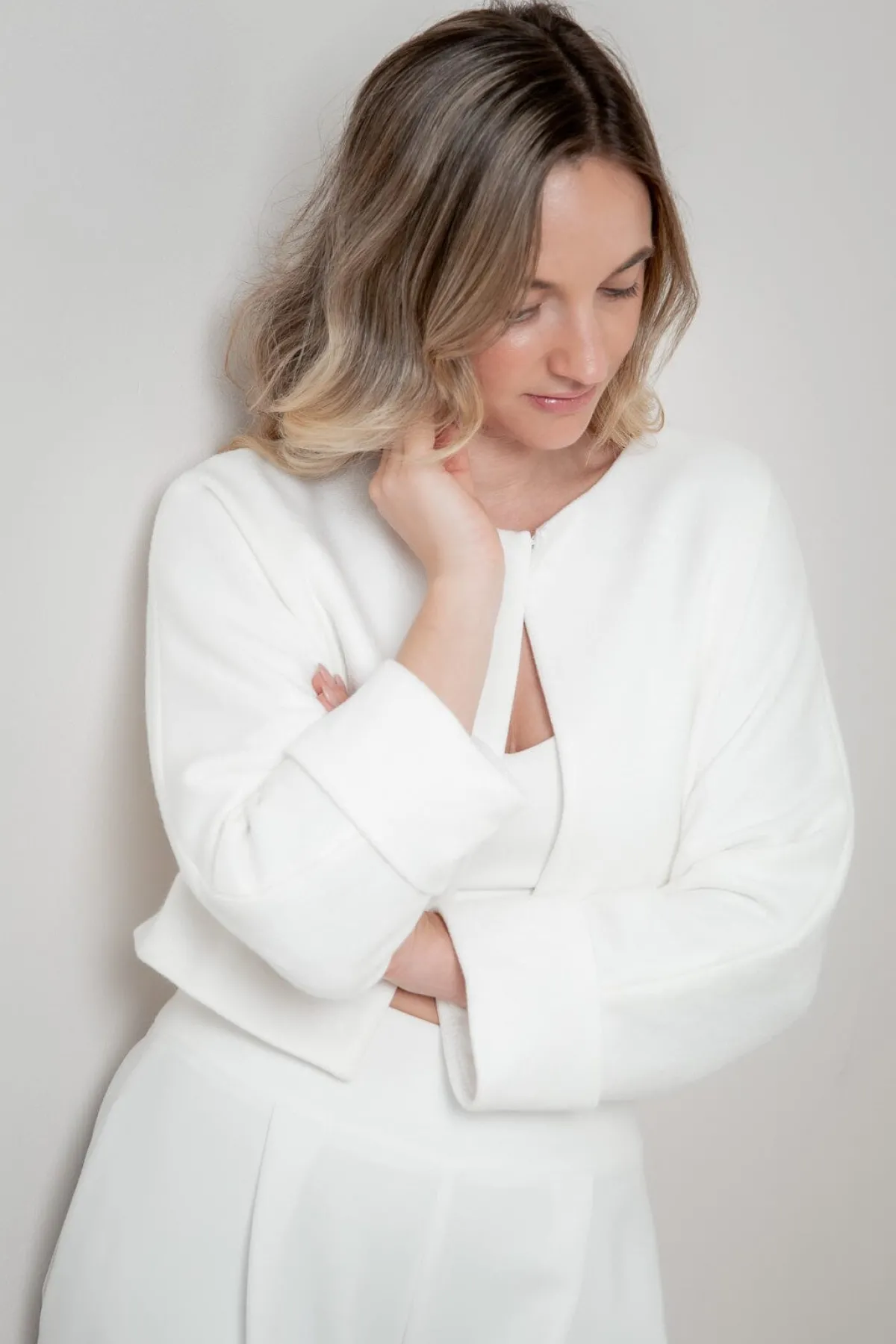 Kurze Braut Jacke aus Strickmix mit Kaschmir<Poirier Clearance
