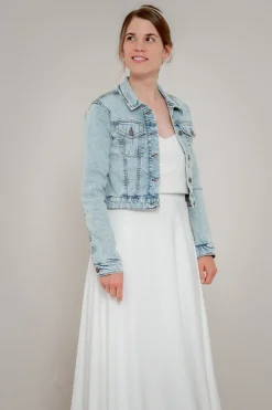Kurze Braut Jeansjacke mit Knopfleiste<Bianco Evento Discount