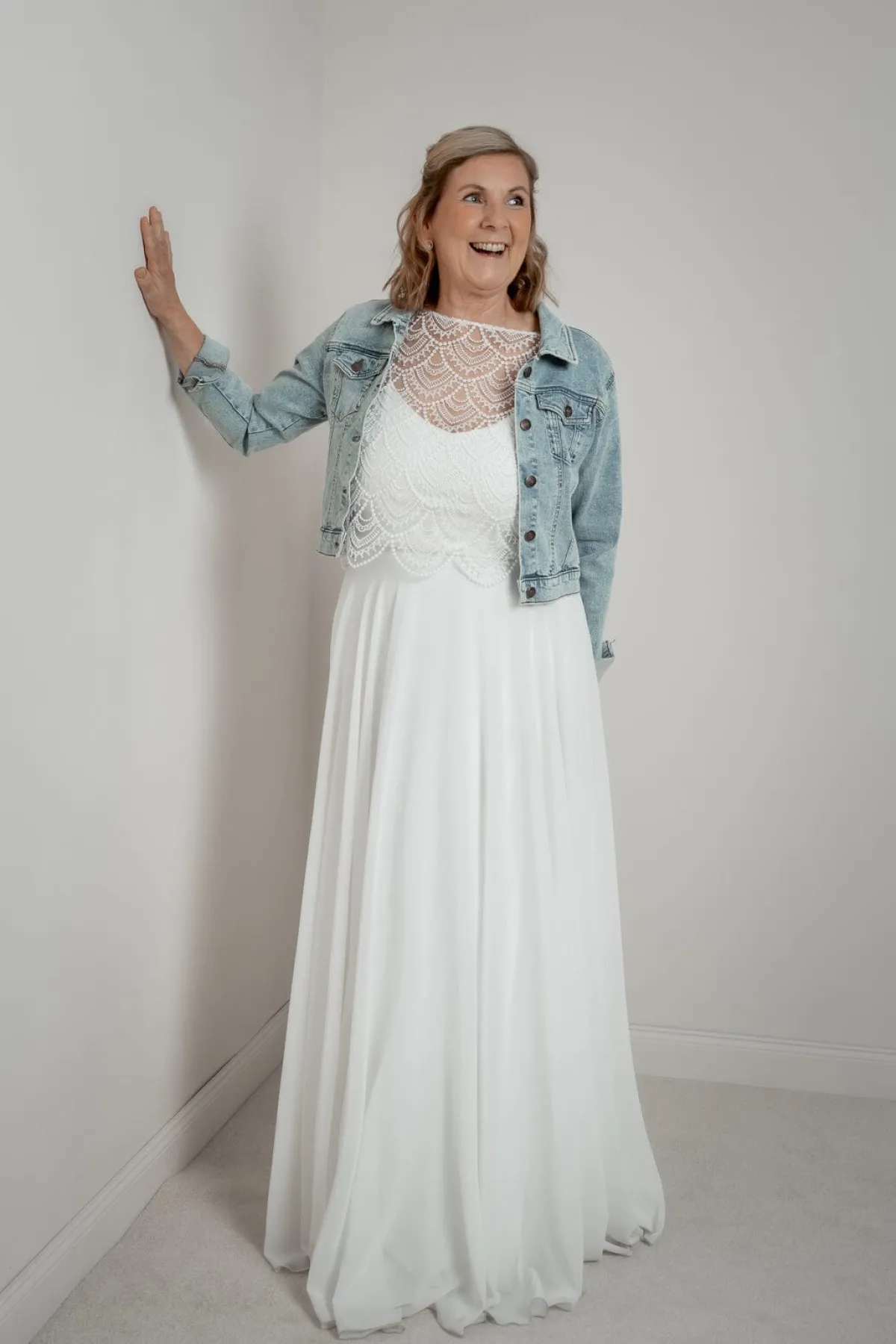 Kurze Braut Jeansjacke mit Knopfleiste<Bianco Evento Discount