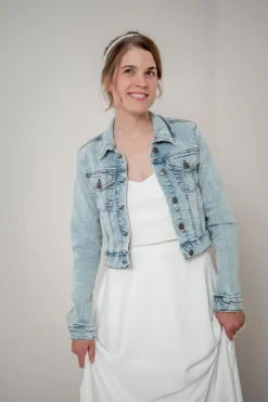 Kurze Braut Jeansjacke mit Knopfleiste<Bianco Evento Discount