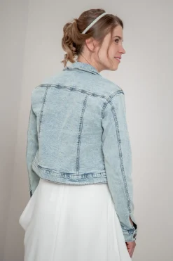 Kurze Braut Jeansjacke mit Knopfleiste<Bianco Evento Discount