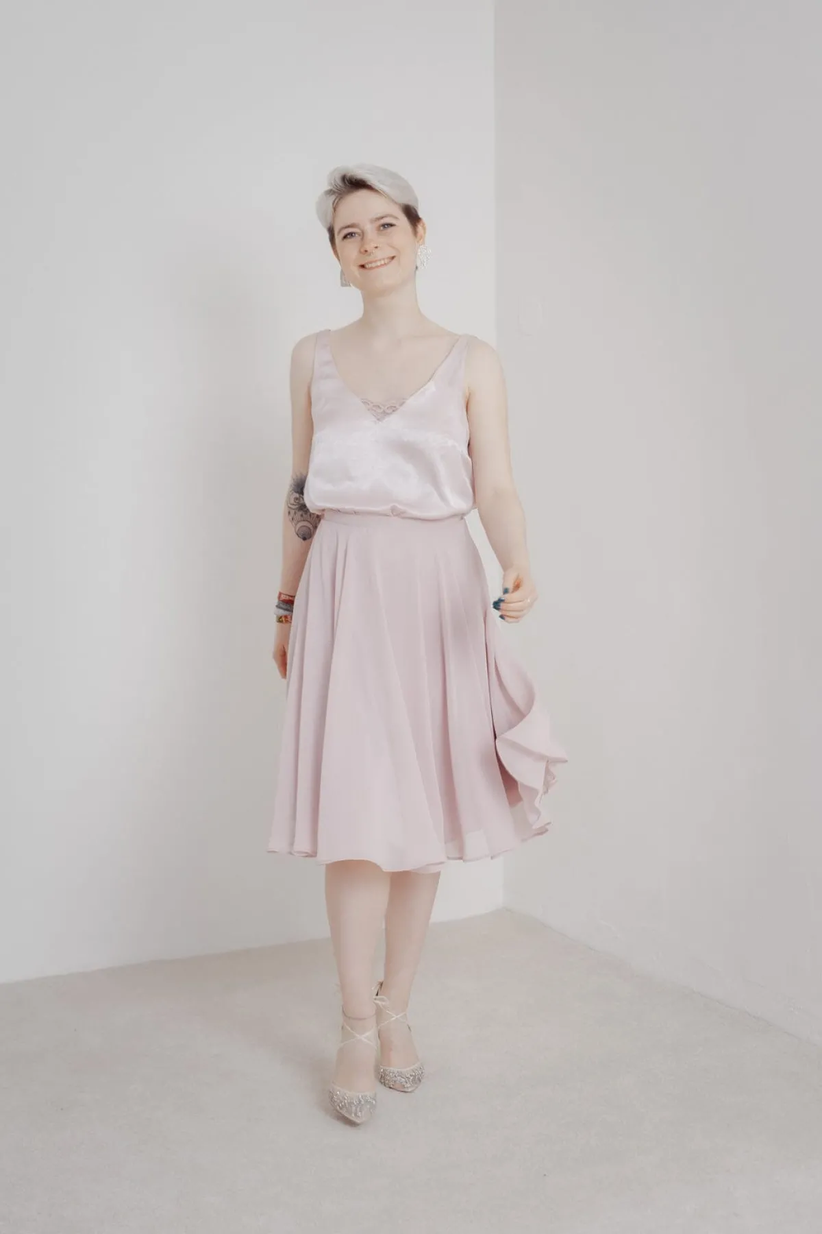 Kurzer Chiffonrock – Tulpa Rosé<Sanna Lindström Clearance