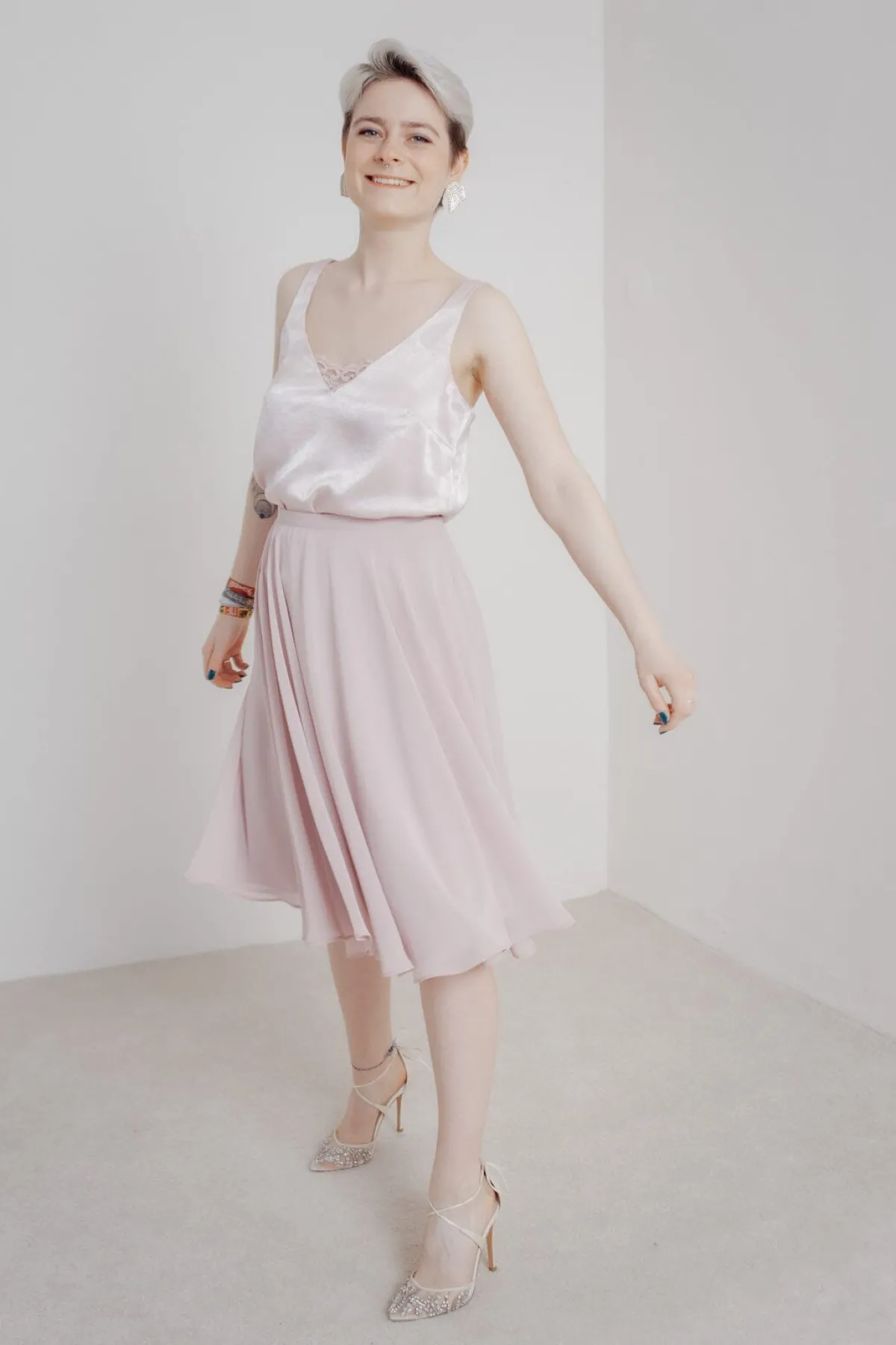 Kurzer Chiffonrock – Tulpa Rosé<Sanna Lindström Clearance