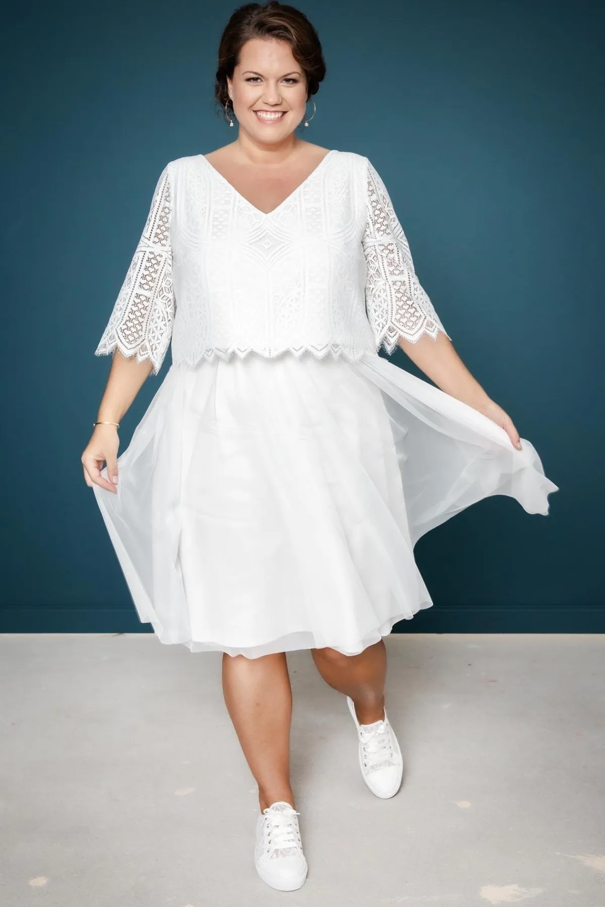 Kurzer Plus Size-Braut Rock in Ivory – Evie Curvy<noni Clearance