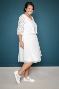Kurzer Plus Size-Braut Rock in Ivory – Evie Curvy<noni Clearance