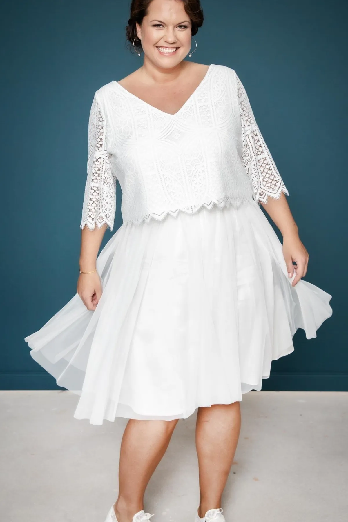 Kurzer Plus Size-Braut Rock in Ivory – Evie Curvy<noni Clearance