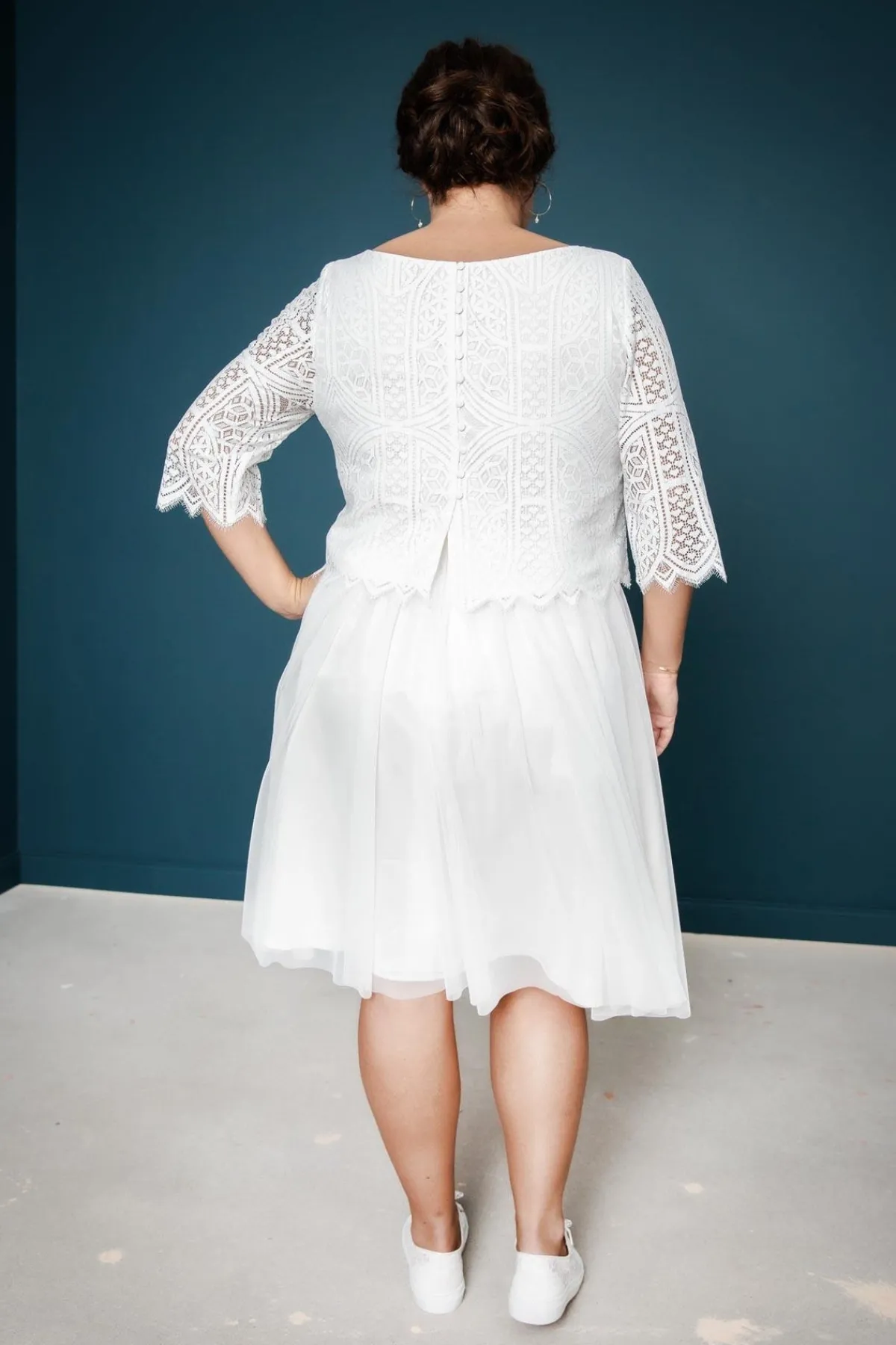 Kurzer Plus Size-Braut Rock in Ivory – Evie Curvy<noni Clearance