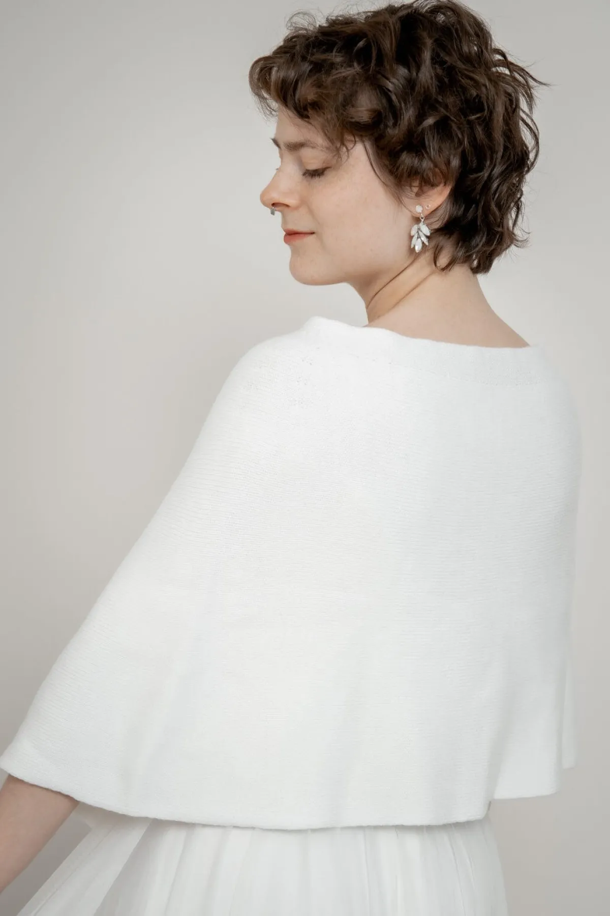 Kurzes Braut Cape aus Wolle<Marini Silvano Online