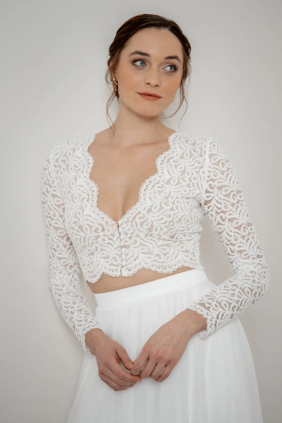 Langarm-Braut Top mit Bogenkanten – Zea<noni Best