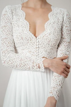 Langarm-Braut Top mit Bogenkanten – Zea<noni Best