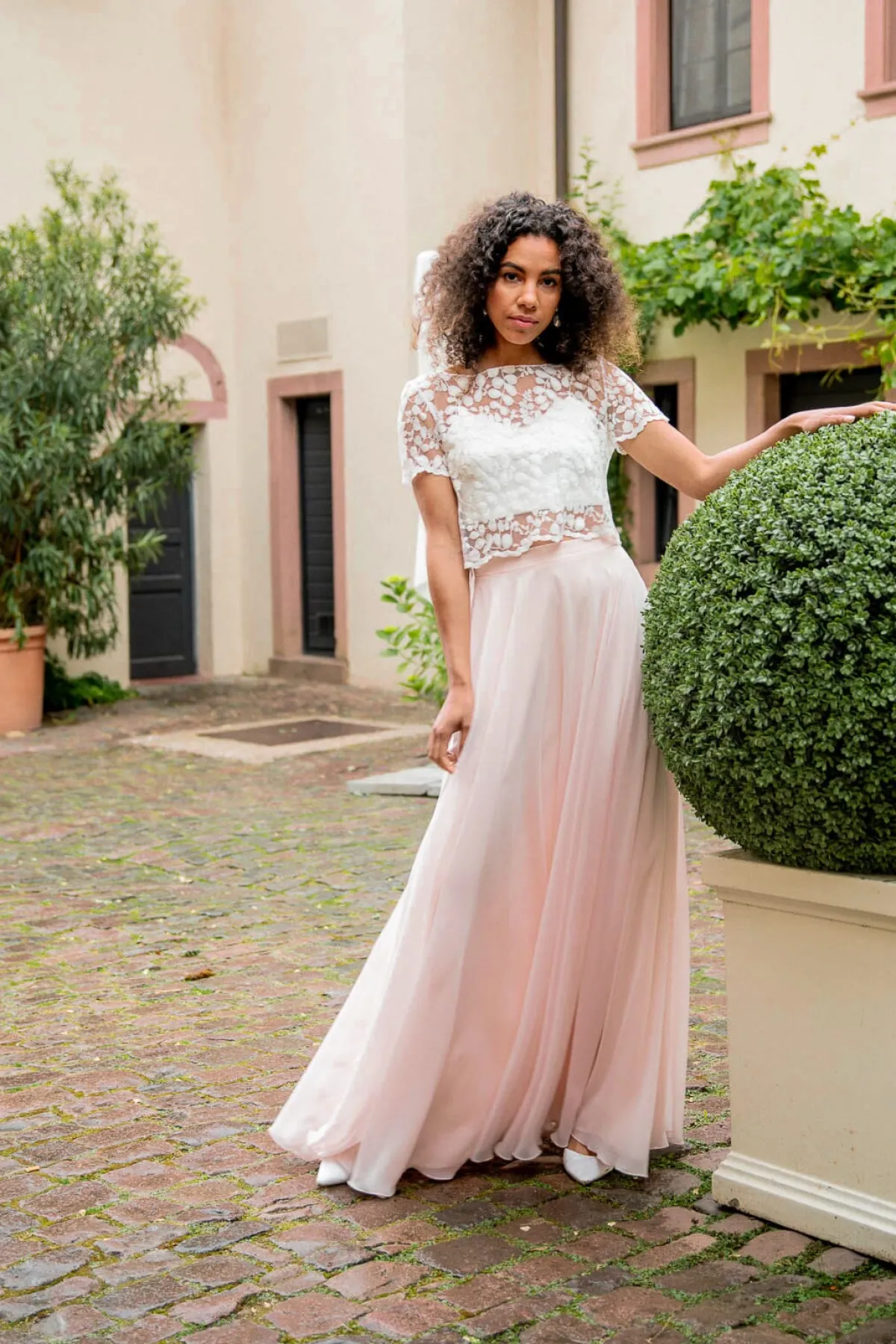 Langer Braut Rock aus Chiffon – Isla Rosé<noni Outlet