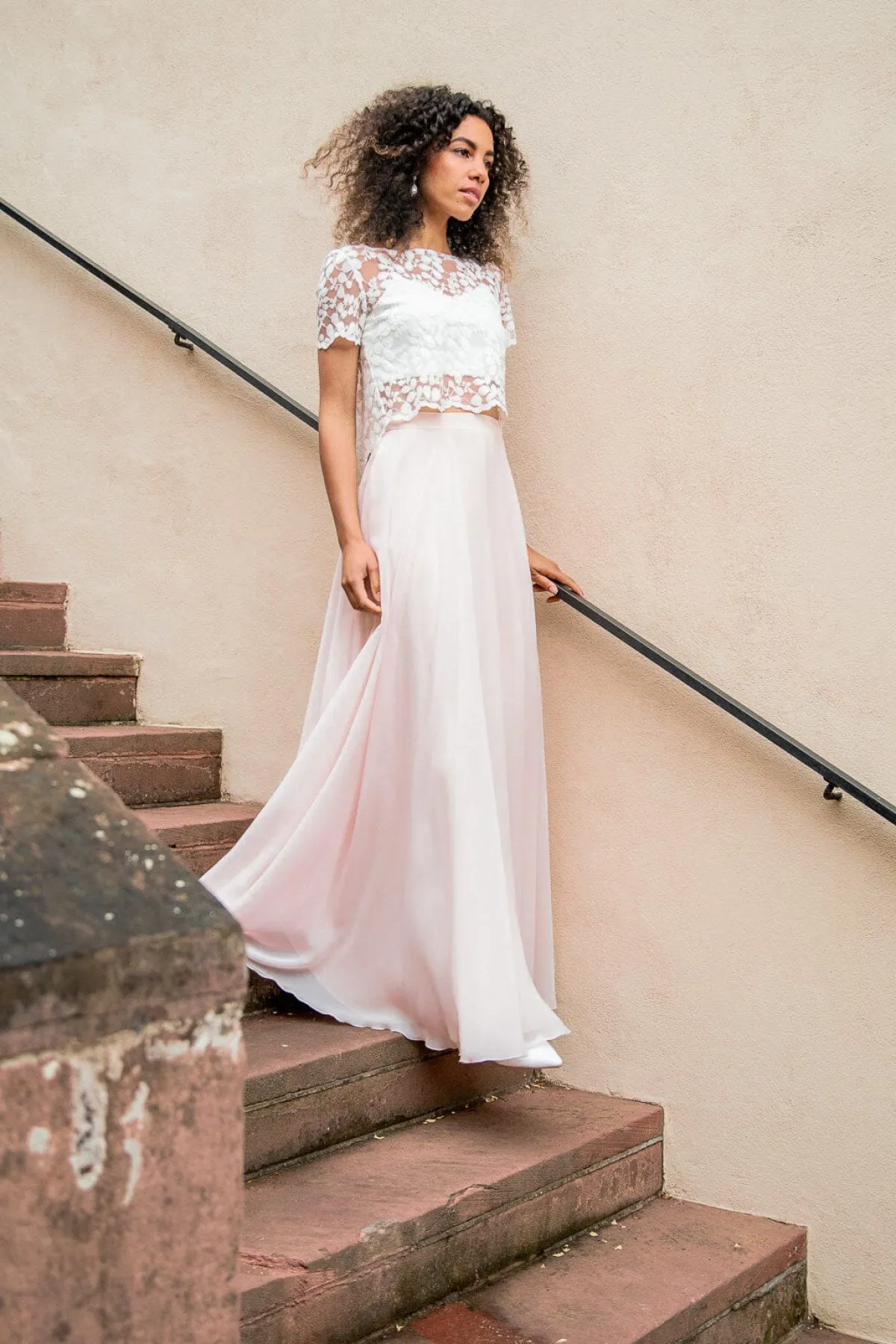 Langer Braut Rock aus Chiffon – Isla Rosé<noni Outlet