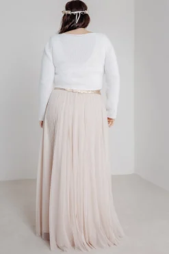 Langer Braut Rock aus fließendem Softtüll in Blush – India Curvy<noni Best