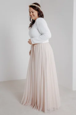 Langer Braut Rock aus fließendem Softtüll in Blush – India Curvy<noni Best