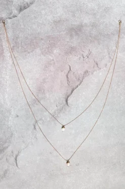 Lange, zweireihige Rückenkette mit Perlen, Brautschmuck<La Chia