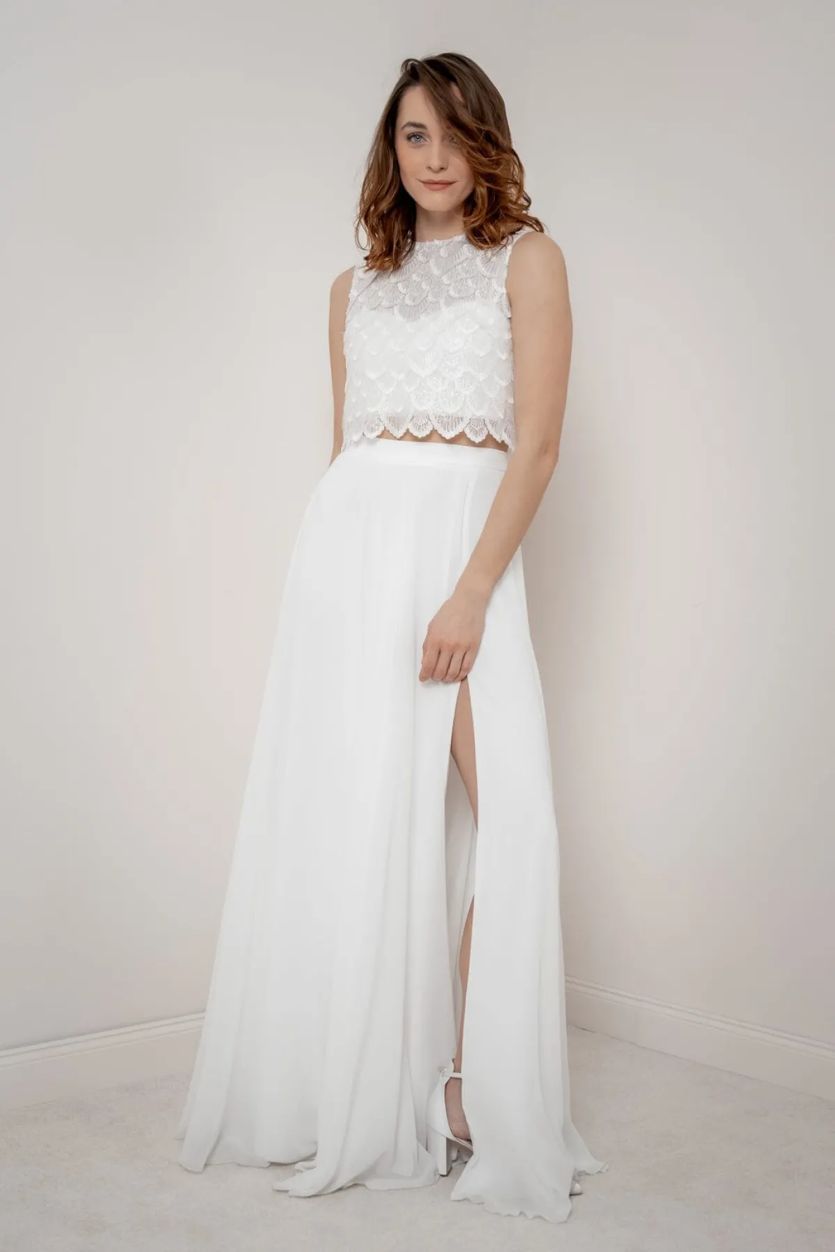 Maxi-Braut Rock in Ivory mit Beinschlitz – Jona<noni Hot