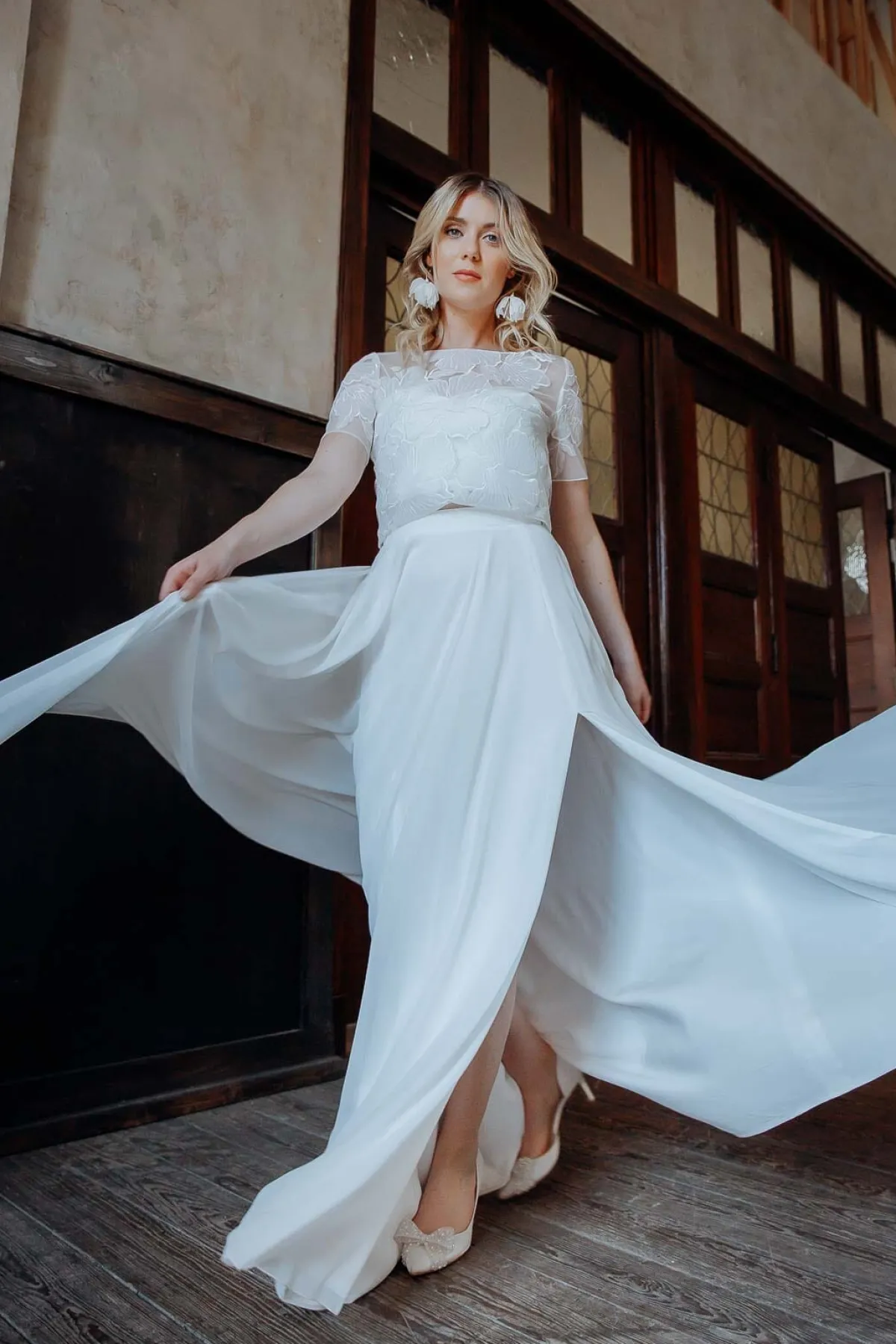 Maxi-Braut Rock in Ivory mit Beinschlitz – Jona<noni Hot