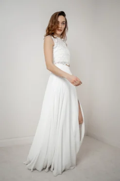 Maxi-Braut Rock in Ivory mit Beinschlitz – Jona<noni Hot