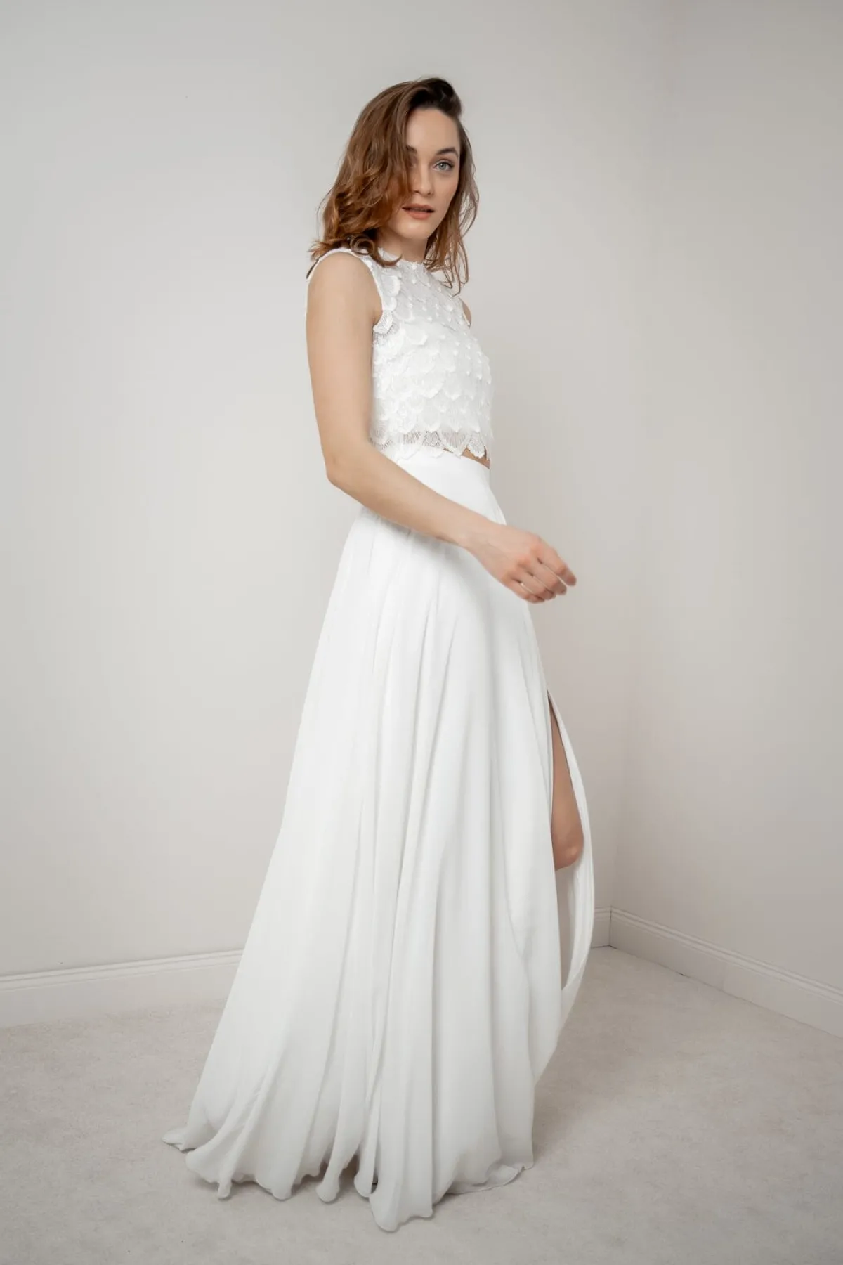 Maxi-Braut Rock in Ivory mit Beinschlitz – Jona<noni Hot