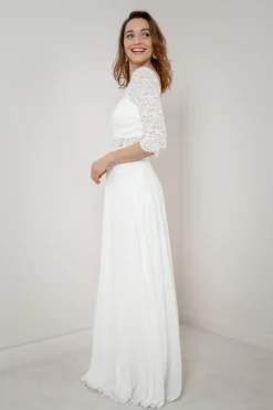 Maxi-Braut Rock in Ivory mit Beinschlitz – Jona<noni Hot