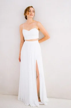 Maxi-Braut Rock in Ivory mit Beinschlitz – Jona<noni Hot