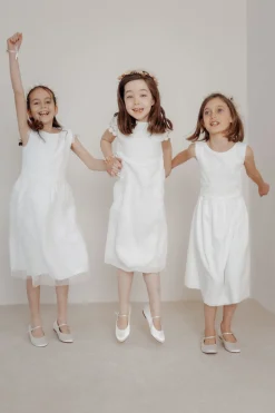 Mädchenballerinas mit Glitzerschnalle – Binx Ivory Satin<Elsa Coloured Shoes