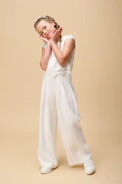 Mädchenhose in Ivory aus Crepe<Weise Best