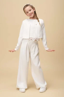 Mädchenhose in Ivory aus Crepe<Weise Best