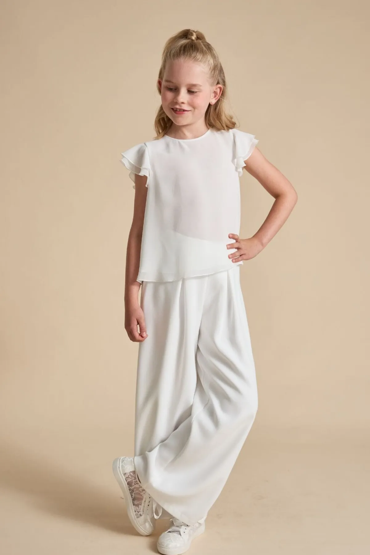 Mädchenhose in Ivory aus Crepe<Weise Best