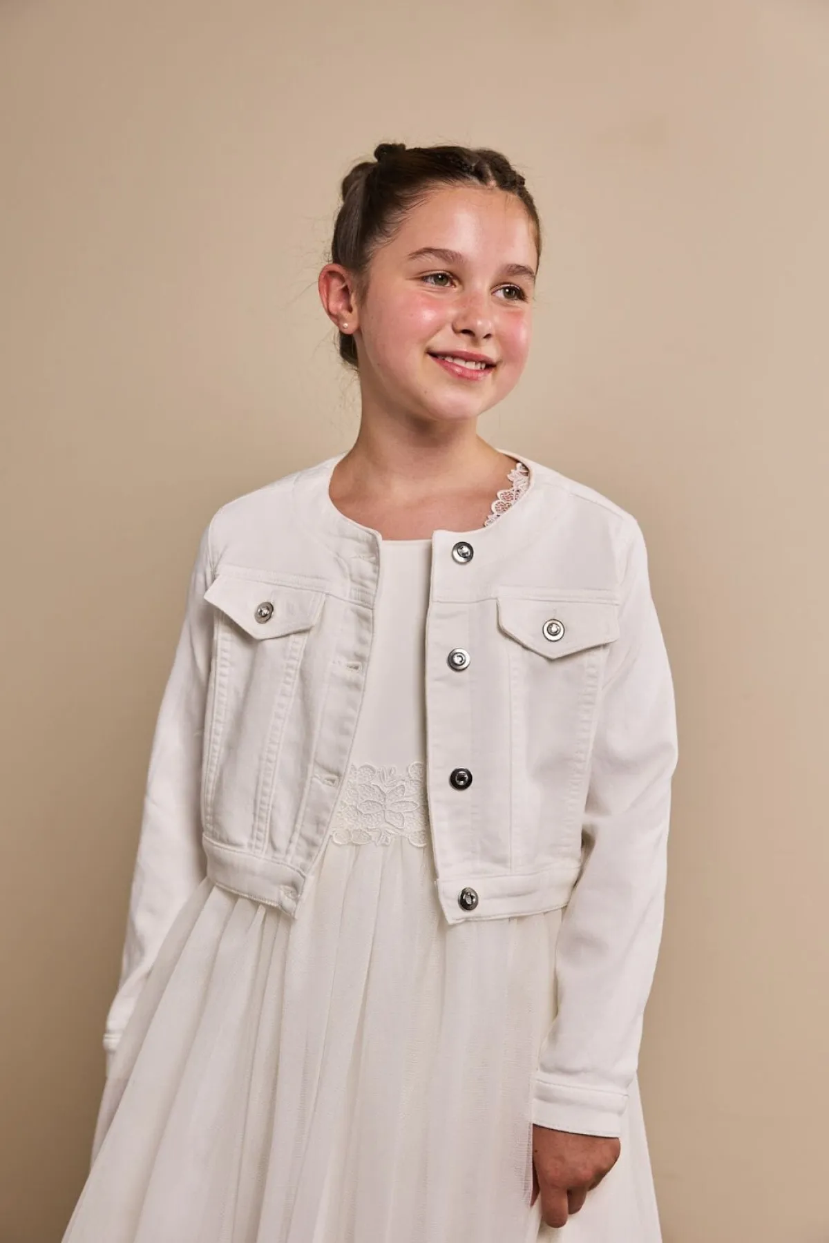 Mädchen-Jeansjacke in Ivory<Weise Discount