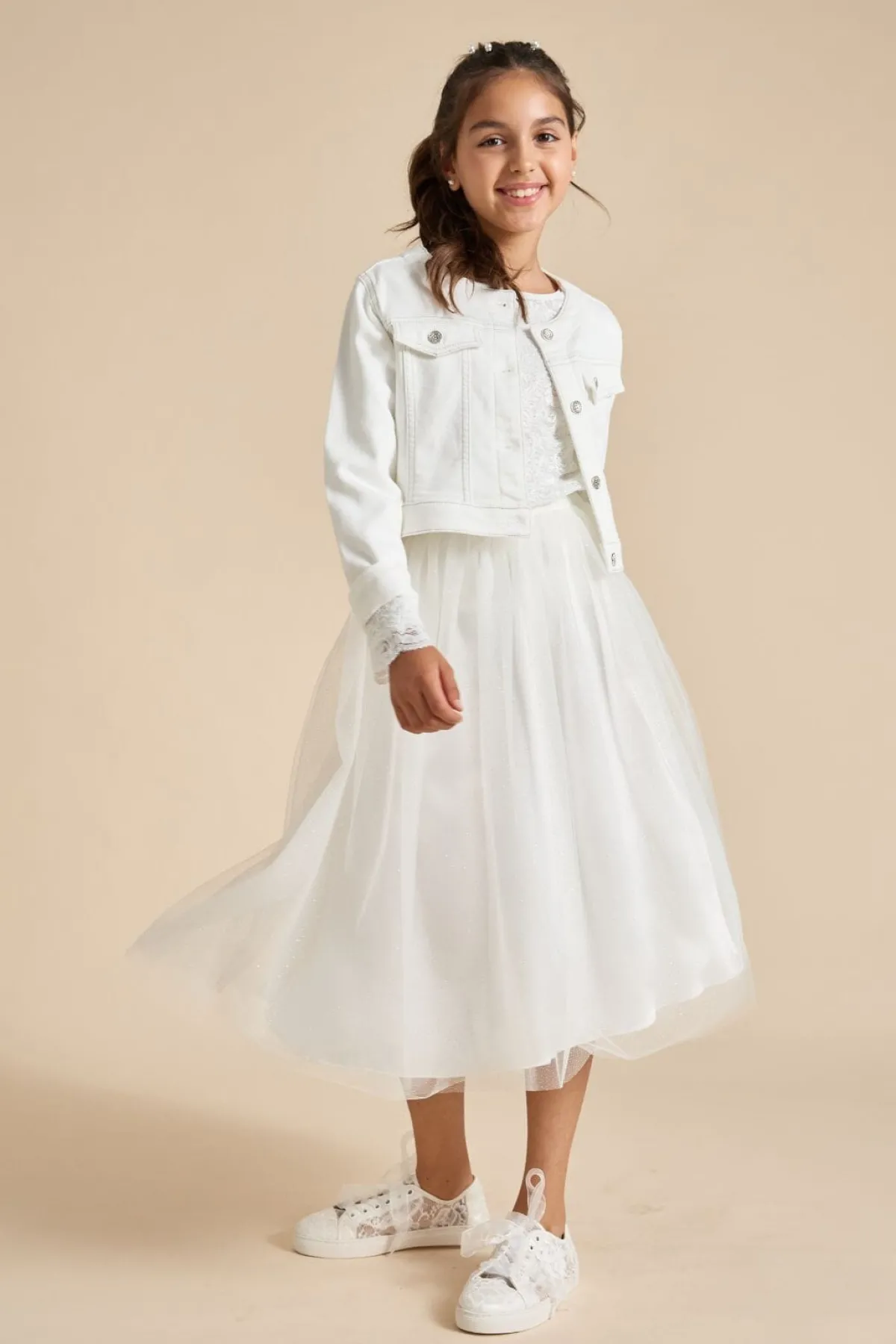Mädchen-Jeansjacke in Ivory<Weise Discount
