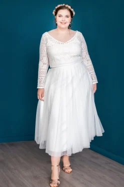 Midi-Softtüllrock in Ivory – Christy Curvy<noni Discount
