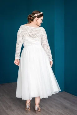 Midi-Softtüllrock in Ivory – Christy Curvy<noni Discount